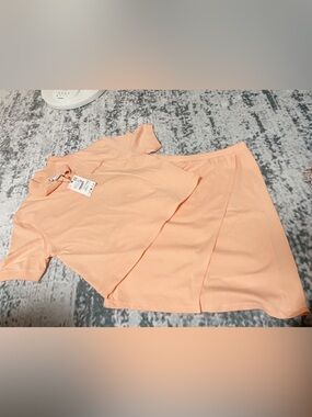 Zara Peach Short Sleeve Top and Skirt Set